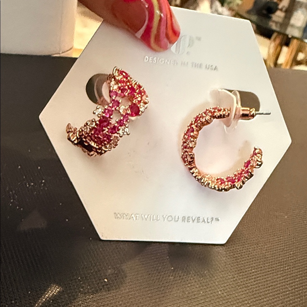 Sparkling Pink and Gold Crystal Earrings